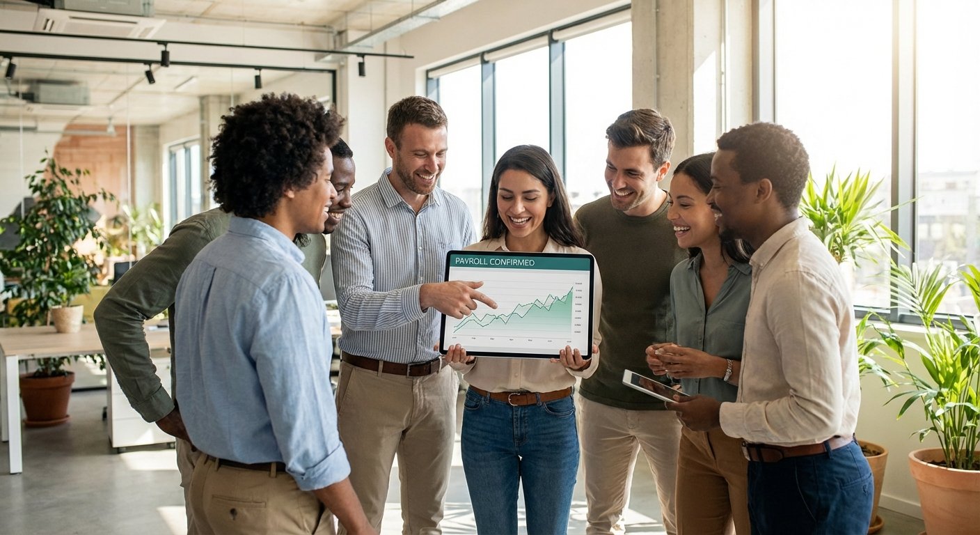 Happy team getting paid on time with Taxwoodland Payroll